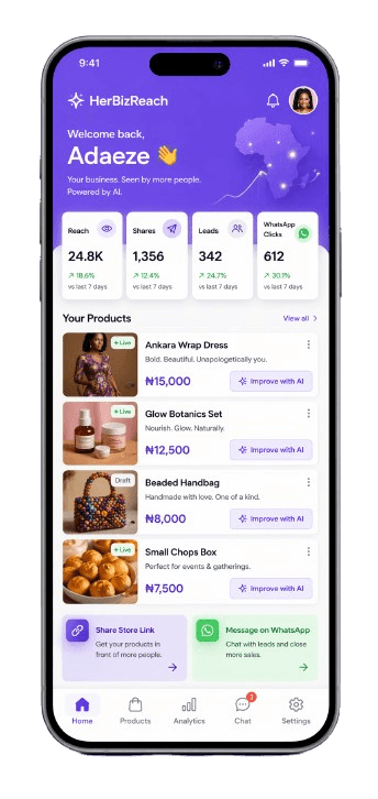 HerBizReach mobile app preview